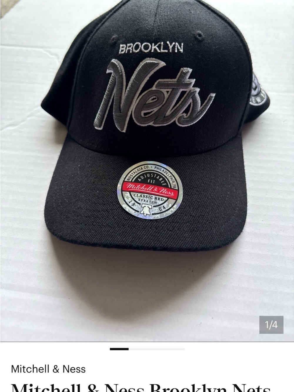Mitchell & Ness Brooklyn Nets Black & Gray Script Snapback
